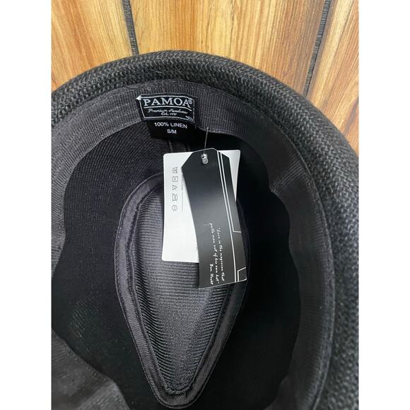 Pamoa fedora premium headwear 100% Linen s/m black new with tags unisex - Picture 6 of 8